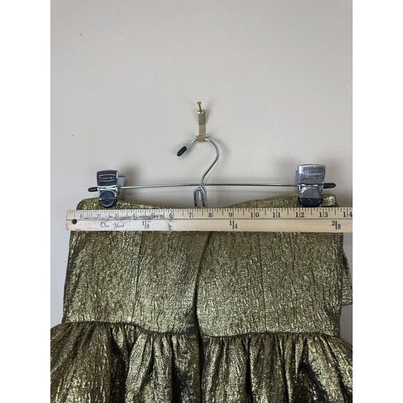 Self-Portrait Gold Metallic Jacquard Mini Dress Cocktail Formal Holiday Size 6 - Picture 13 of 16